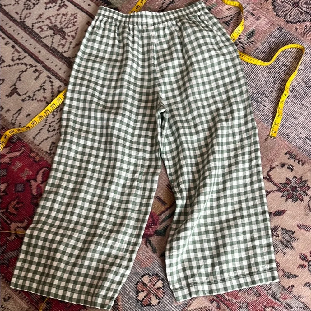 Linenfox Green and White Checkered Wide Leg Pants - Picture 6 of 6